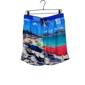 Calvin Klein Mens Size Large Swimwear Blue St. Martin Swim Shorts Pockets